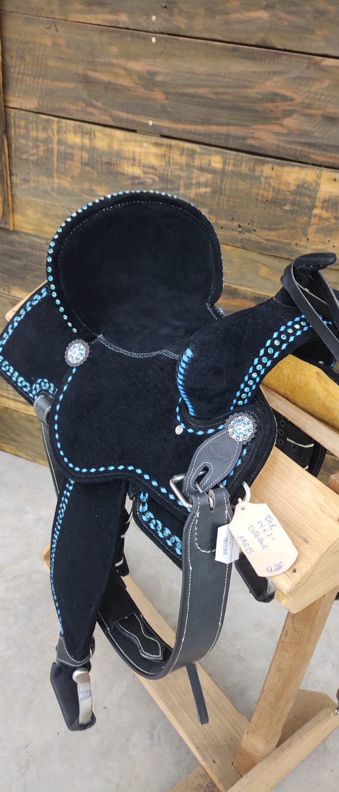 14" Lightweight Barrel Saddle - Black & Turquoise