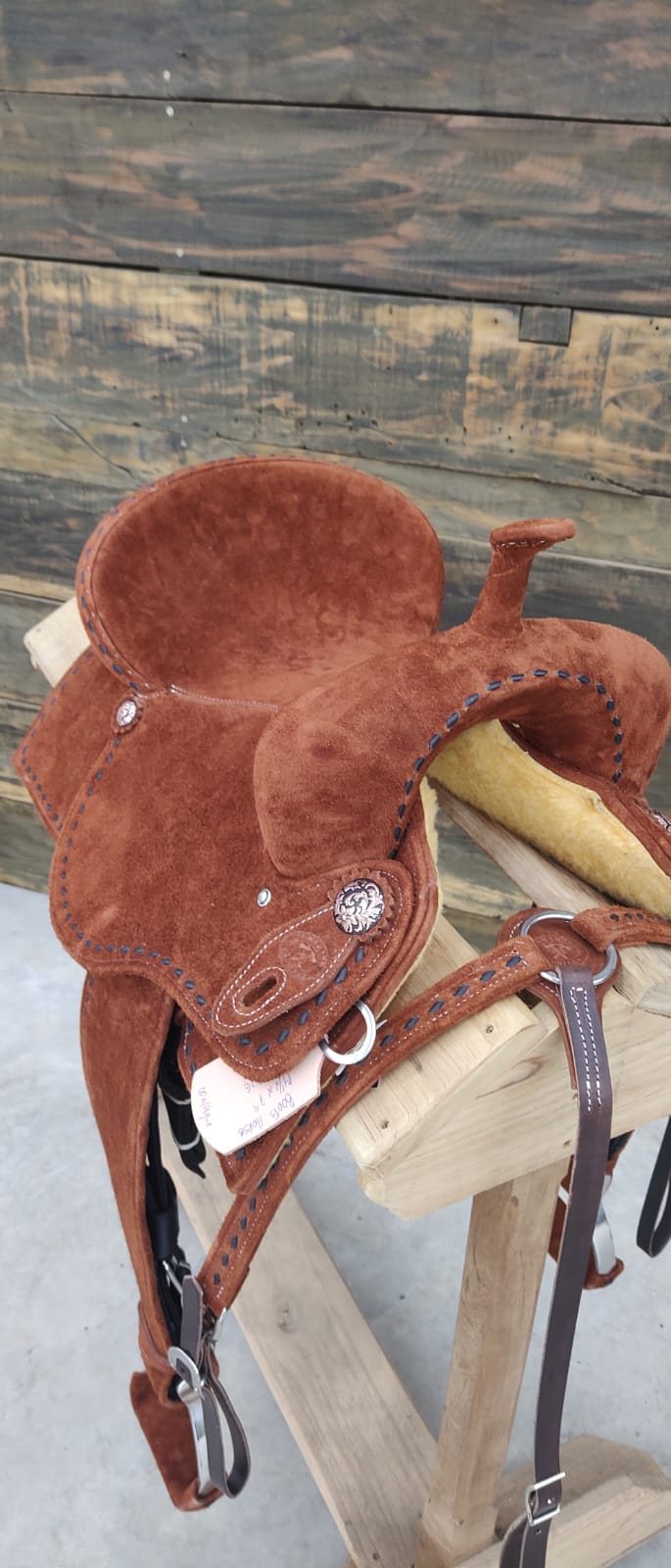 14.5" Lightweight Barrel Saddle - Rough Out & Dark Buckstitch