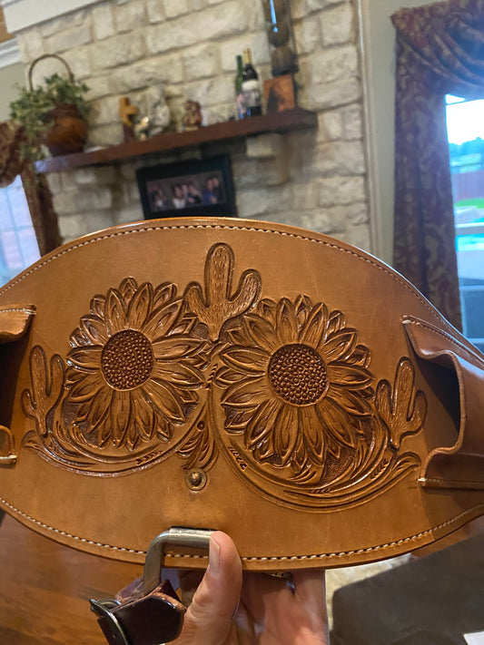 Roping Saddle - Turquoise With Sunflower & Cactus